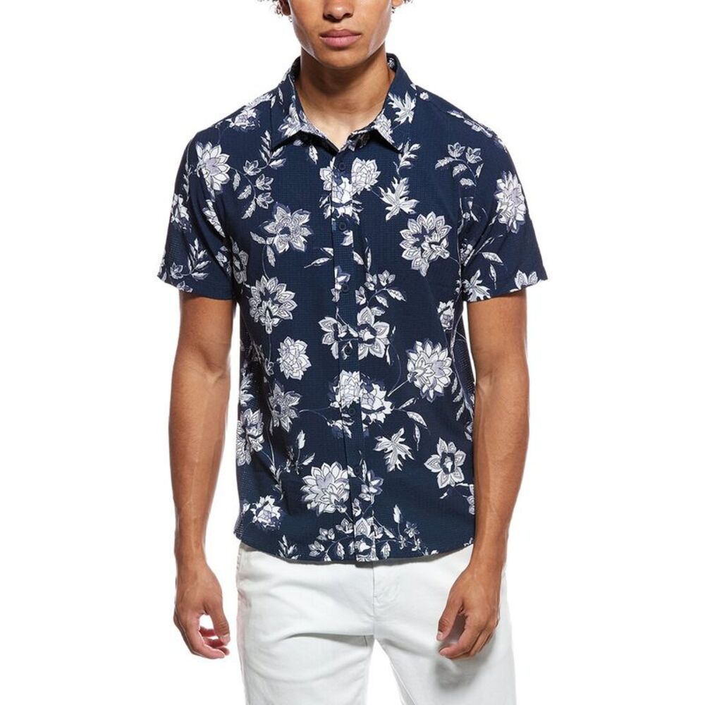 Vintage Summer Mens  Performance Perforated Shirt, Navy